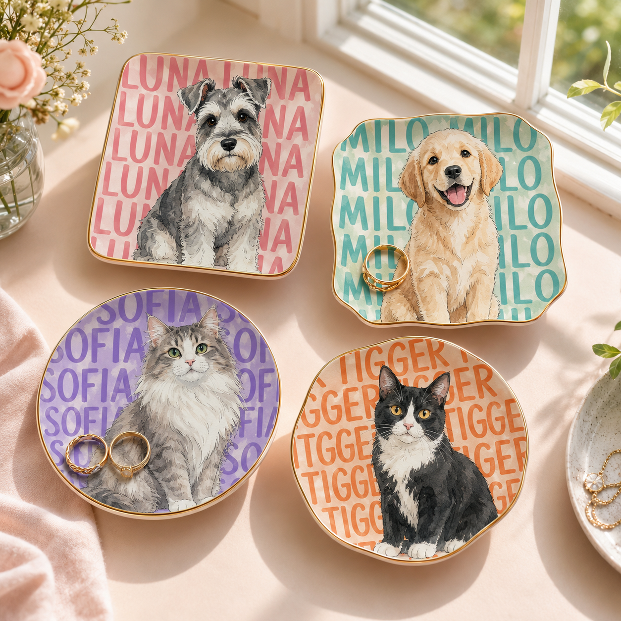 Custom Pet Portrait Name Watercolor Jewelry Dish, Personalized Cat Mom Jewelry Dish, Pet Memorial Gift for Pet Lover dba08a6a-e504-4d3d-b0f6-6576522e9510-1.png