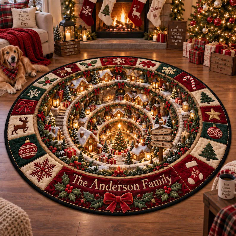 Personalized 3D Christmas Illusion Round Rug Custom Family Name Holiday Floor Mat Santa Workshop Winter Wonderland Village Carpet Decor dba1c7f4-3856-4b86-9737-0ef7389db835-gfhf-1-.webp