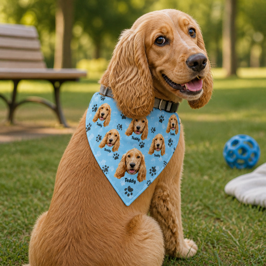 Custom Pet Photo Bandana – Name Badge Edition - Personalized Pet Bandana Collar With Adjustable Buckle dba2f07c-f7d5-4050-91ef-24219c539ddd.jpg