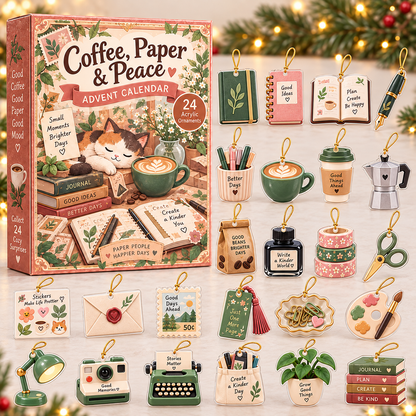 Coffee Paper Peace Advent Calendar 2026 - 24-Day Festive Countdown, Acrylic Charms Blind Box - Gift For Scrapbooking Lovers dba7fda1-6481-436a-bcce-565280b66f86-coffee-box-charms.png