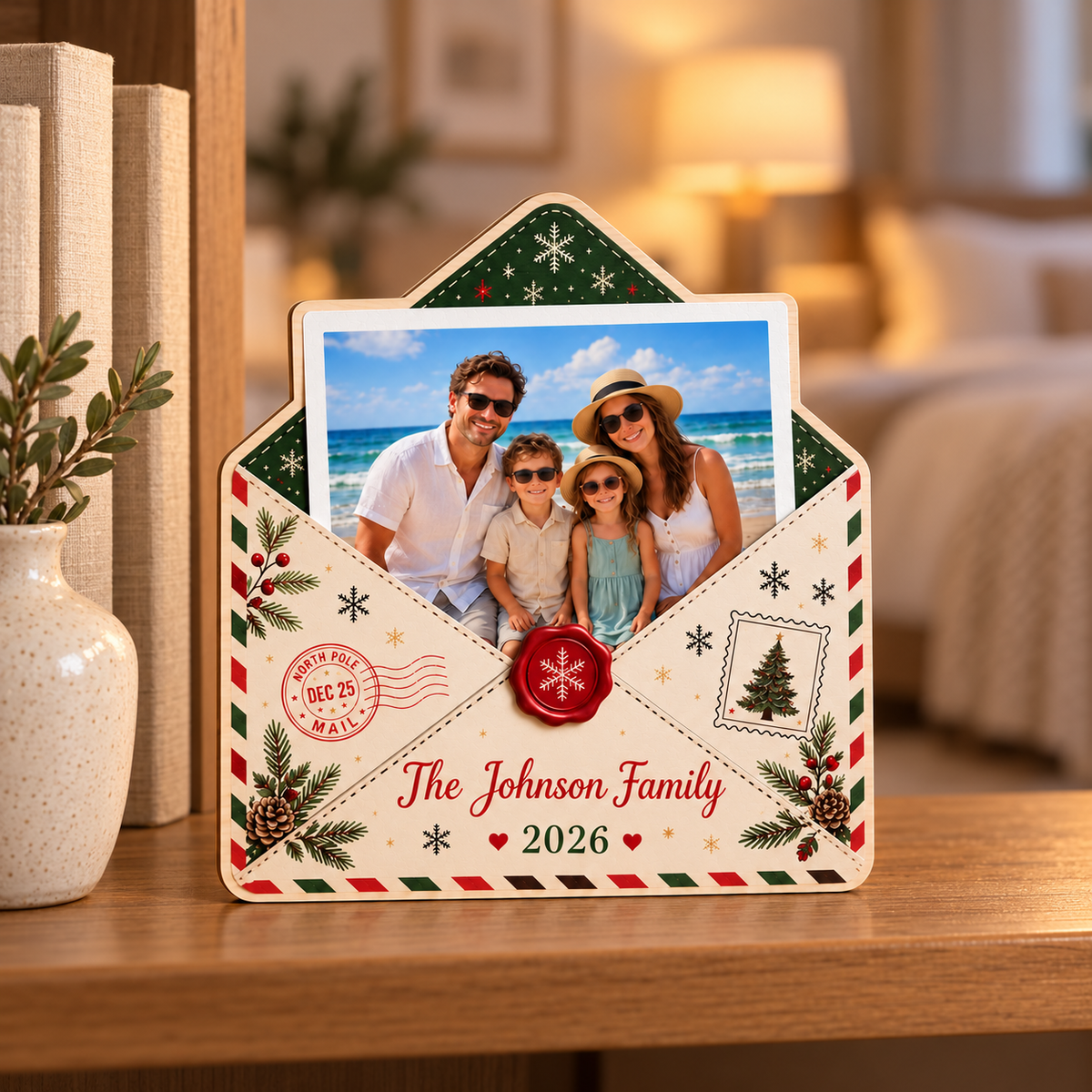 Personalized Christmas Envelope Wooden Block, Custom Photo North Pole Plaque, 2D Flat Holiday Keepsake Gift dbb25ec3-55b3-4cb2-9b90-b11376186d3f-Family-holiday-photo-plaque-2.png