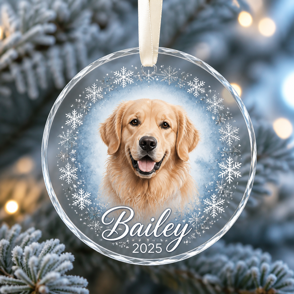 Custom Pet Photo Transparent Acrylic Ornament – Name & Year Snowflake Wreath - Personalized Transparent Acrylic Ornament dbc57b3c-2df3-4787-a972-1e9c44b0d63f.png