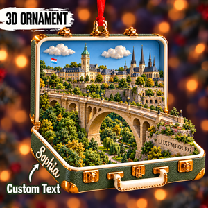 Personalized 3D Adolphe Bridge Suitcase Christmas Ornament – Luxembourg Travel Souvenir & Gift for Luxembourg Lovers dc04206e-e158-49d8-8351-f5be24a1f2b2-Sculptural-Luxembourg-Adolphe-Bridge-Ornament.png