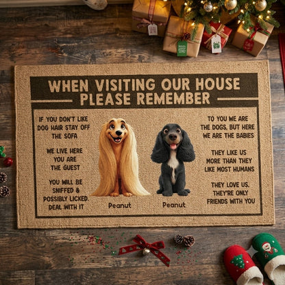 3D Effect Cartoon Dogs When Visiting My House Please Remember Personalized Doormat