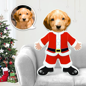 Custom Santa Snowman Custom Photo Dog Cat Personalized Custom Shape Pillow with Your Dog Cat Face Photo for Christmas Pet Lovers Gift