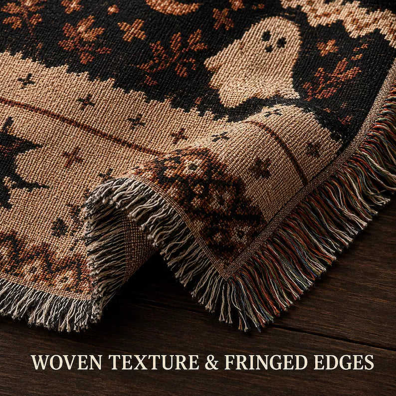 Ghost Cat Halloween Woven Blanket, Black Cat Spooky Fall Home Decor, Cozy Autumn Couch Throw, Halloween Decor dc265a57-1cfa-4589-8dcb-6ccbc0deb38c-rtry-2-.webp