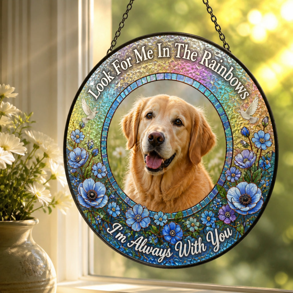Rainbow Bridge Pet Memorial Suncatcher - Upload Photo - Personalized Suncatcher Stained Glass dc390376-dbc8-4e48-86f6-c3922d292d5d.jpg