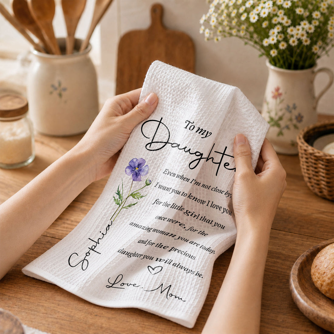 You Will Always Be My Precious Daughter - Personalized Kitchen Towel - Gift For Daughter dc3abd03-cf1d-4374-9835-12a57361d741-banner-5.jpg