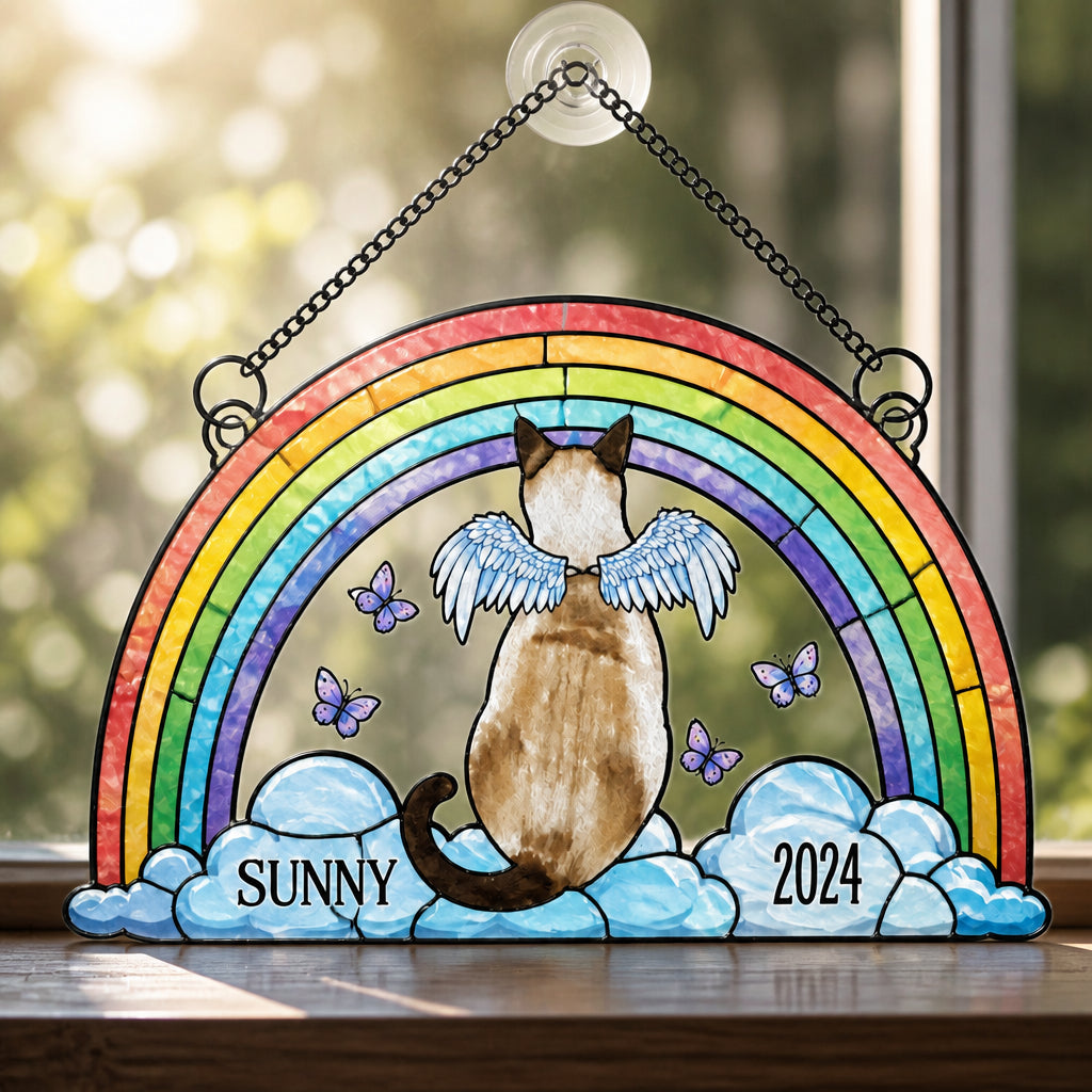 Rainbow Bridge Pet Memorial Stained-Glass Suncatcher – Photo to Watercolor with Name & Year - Personalized Suncatcher Stained Glass dc5d5c27-3f57-4633-8b2f-8d720b630e08.jpg