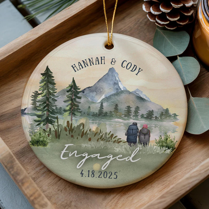 Personalized Engagement Ornament Gift: Custom Engaged Ornament, Names Date, Mountain Engagement Ornament Engaged Couple Keepsake dc5e19a4-5b82-47c3-9420-b50c08f85f00-fu6uijylojui.webp