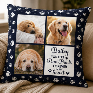Pet Memorial Photo Collage Pillow – You Left Paw Prints Forever In My Heart - Personalized Pillow dc6c5c1b-5efc-439a-8e75-a26867e151ce.jpg
