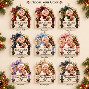 Personalized Baby’s First Christmas Ornament 2026 – Custom Name Acrylic Keepsake, Our Greatest Gift, Christmas Gift for New Parents dc7776d1-b167-4855-9987-b091becf3e11-Ethan-s-nine-color-Christmas-ornament-set-4.png