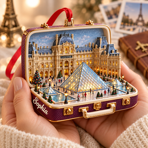 Personalized Louvre Pyramid Suitcase Christmas Ornament – Paris Travel Souvenir & Gift for Paris Lovers dc99fd10-1f4d-449e-b0e3-9f6ad6862e61-Louvre-keepsake-ornament-cradled-in-hands-3.png