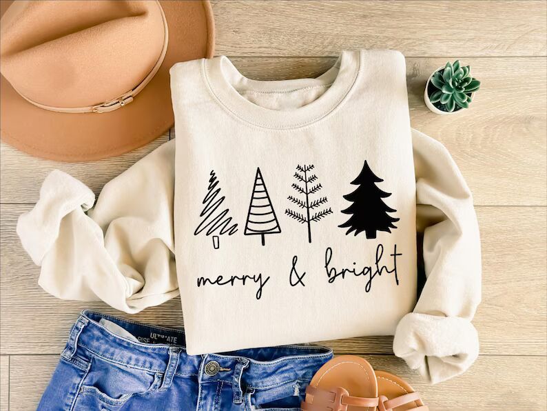 Merry & Bright Christmas Trees Sweatshirt : Womens Holiday Sweater, Winter Outfit, Family Xmas Party dcc0c7d1-c43c-4335-8eeb-711c5546d632-dsdseq-4-_converted-1-.jpg