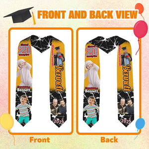 Personalised Multicolor Photo Graduation Stole with Text Class of 2025 Graduation Gift for Unisex Graduates