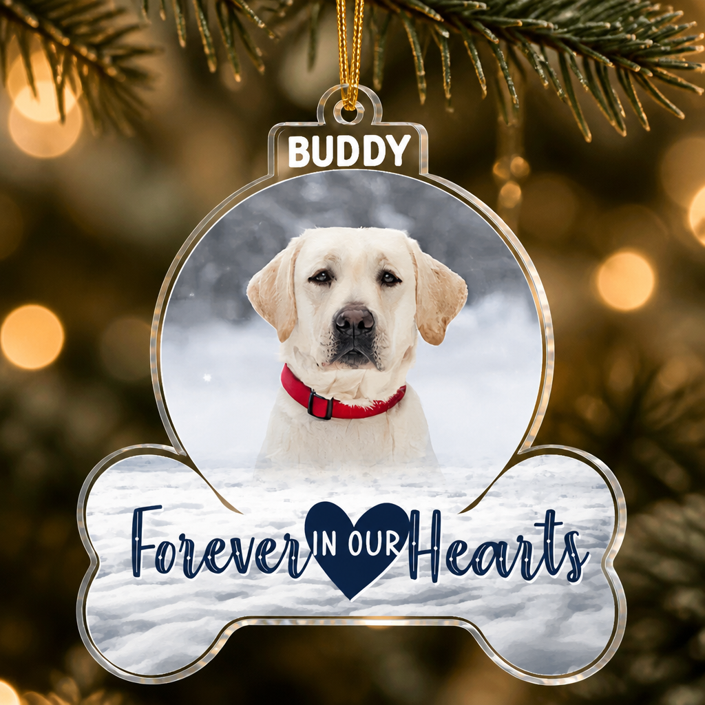 Pet Memorial Photo Ornament – Forever In Our Hearts - Personalized Shape Ornament dce45330-dd0b-42fc-b1e6-1dc6f71d7f98.png
