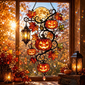 Halloween Pumpkin Acrylic Suncatcher, Faux Stained Glass Pumpkin Window Hanging, Autumn Window Decor, Moon Pumpkin SunCatcher,Halloween Gift dcf8d9db-b067-4083-a26f-fef15459b0fc-nb-2-.webp