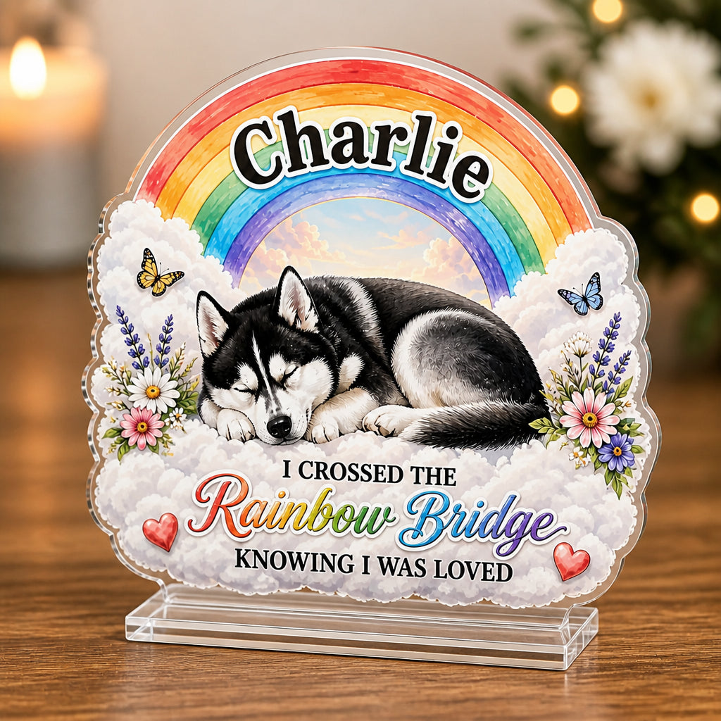 Rainbow Bridge Pet Memorial - Custom Name & Portrait Acrylic Standee - Personalized Acrylic Custom shape Standing 1 layer (FS) dcfb4022-5767-4afe-9c09-06d1f4e79b98.jpg
