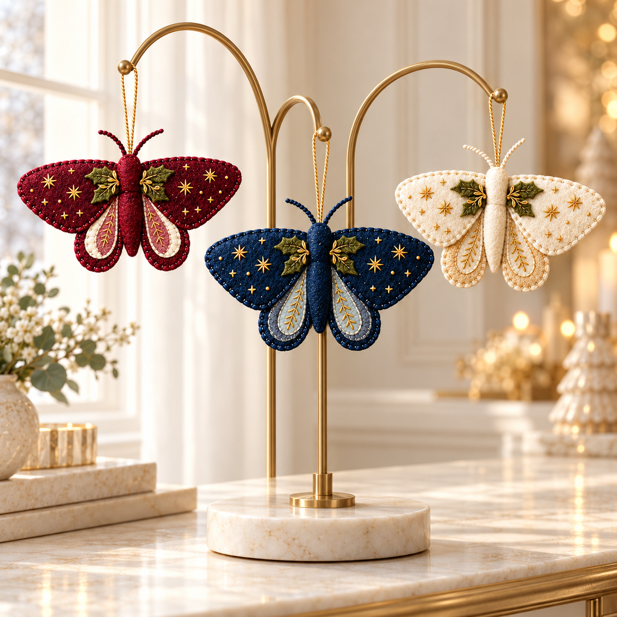 Christmas Moth Custom Shape Felt Ornament, Celestial Star & Holly Christmas Tree Decor, Woodland Holiday Gift for Moth Lovers dcff0c98-5224-42d5-88b1-bda5a4bf5f26-Ba-ng-i-th-u-tr-n-gi-ng.png