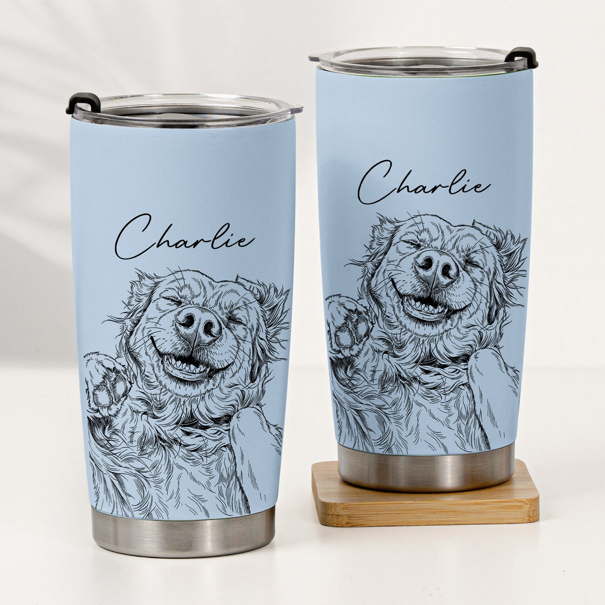 Custom Pet Portrait Gift For Dog Lover, Cat Lover - Personalized Tumbler