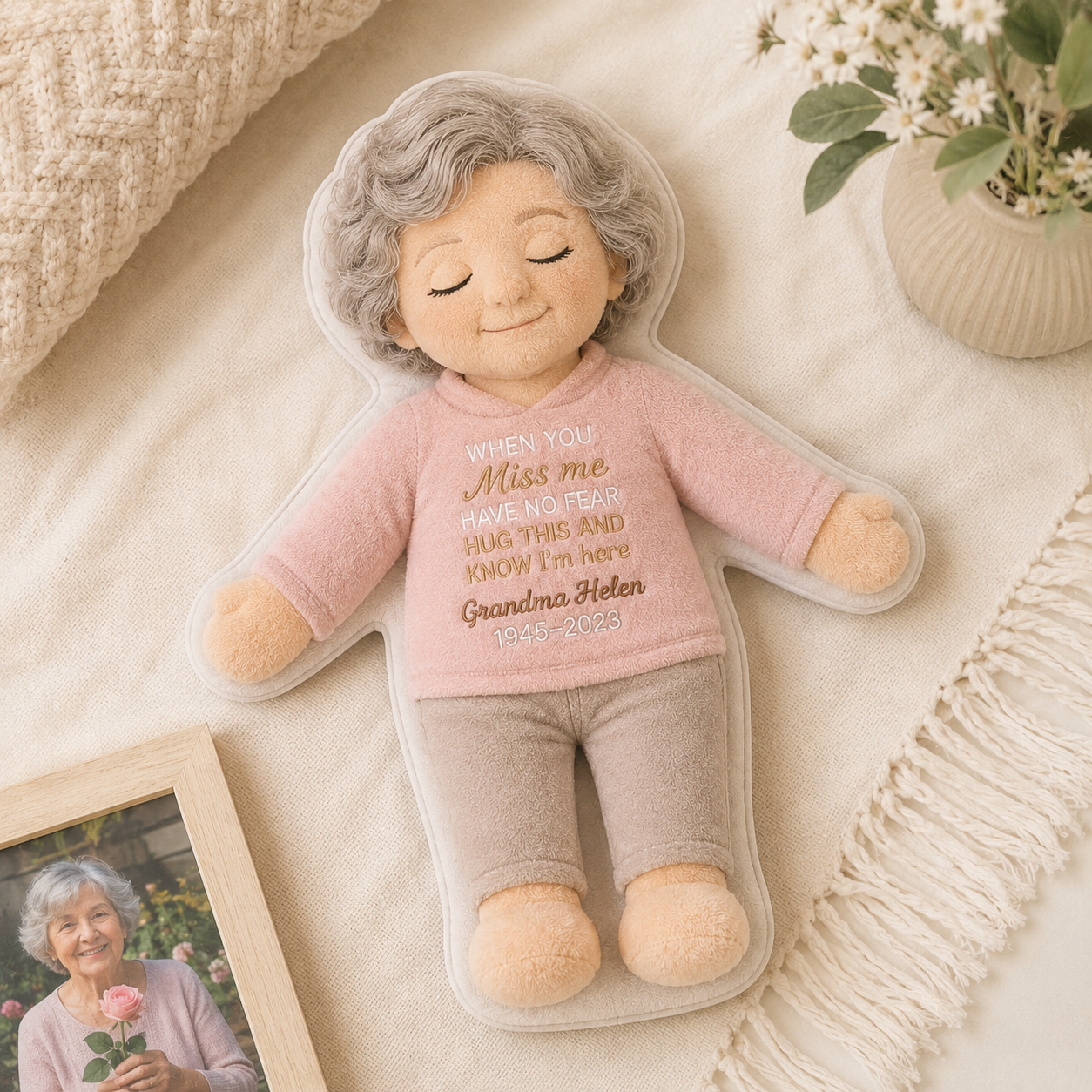 Hug This Pillow And Know I'm Here - Personalized Memorial Premium Faux Fur Pillow
