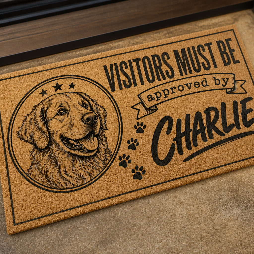 Visitors Must Be Approved By [Pet Name] – Custom Pet Portrait Doormat - Personalized Doormat dd3b30aa-fc9e-4996-9577-85d41f2d969f.jpg