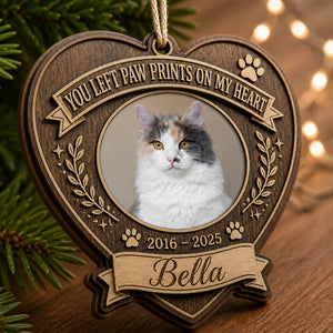 Pet Memorial Photo Ornament – You Left Paw Prints On My Heart (Photo, Name & Years) - Personalized 3-Layered Wood Ornament dd418c93-1ea6-4336-bc82-2d499b005fd1.jpg