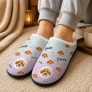 Custom Pet Face & Name Pattern Fleece Slippers - Personalized Fleece Slipper dd59e06c-00d4-429f-9e3e-f45f9d90929f.jpg