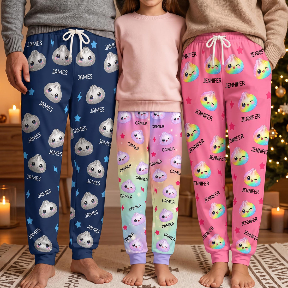 Personalized Family Sweatpants with Custom Name, Cute Dumpling Print Jogger Pants, Matching Lounge Pants for Adults and Kids, Birthday or Christmas Gift dd64e1d1-8760-4320-a6f6-f44df5fef804-sweatpants-1.jpg