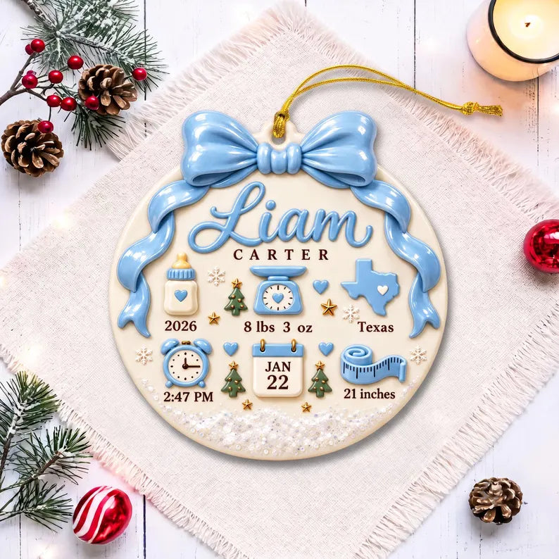Personalized Baby Birth Stats Christmas Ornament, 3D Relief Acrylic Ornament, Custom Newborn Girl Keepsake, First Christmas Baby Gift dd88d79c-83d0-4a94-aa30-368083f15c2b--frewsadg-3-.webp