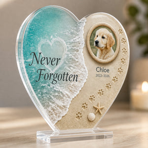 Pet Memorial Heart Acrylic Plaque – Beach Pawprints with Photo, Name & Years - Personalized Heart Shaped Acrylic Plaque dda3eb09-9b60-428a-a7e3-1b0792c161fc.jpg