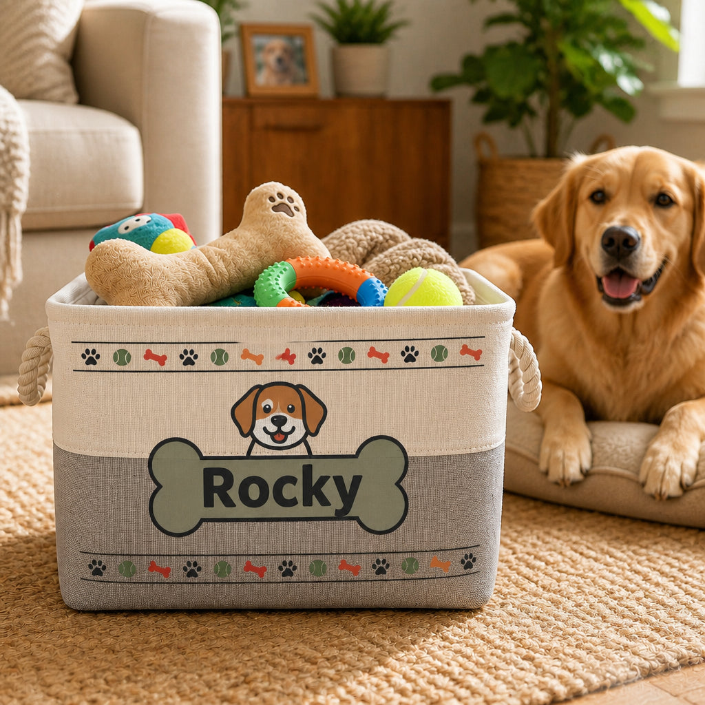 Personalized Dog Toy Storage Bin – Bone Badge Name - Personalized Storage Bag ddb2735a-60f7-4a60-b293-b92725bec3f3.jpg
