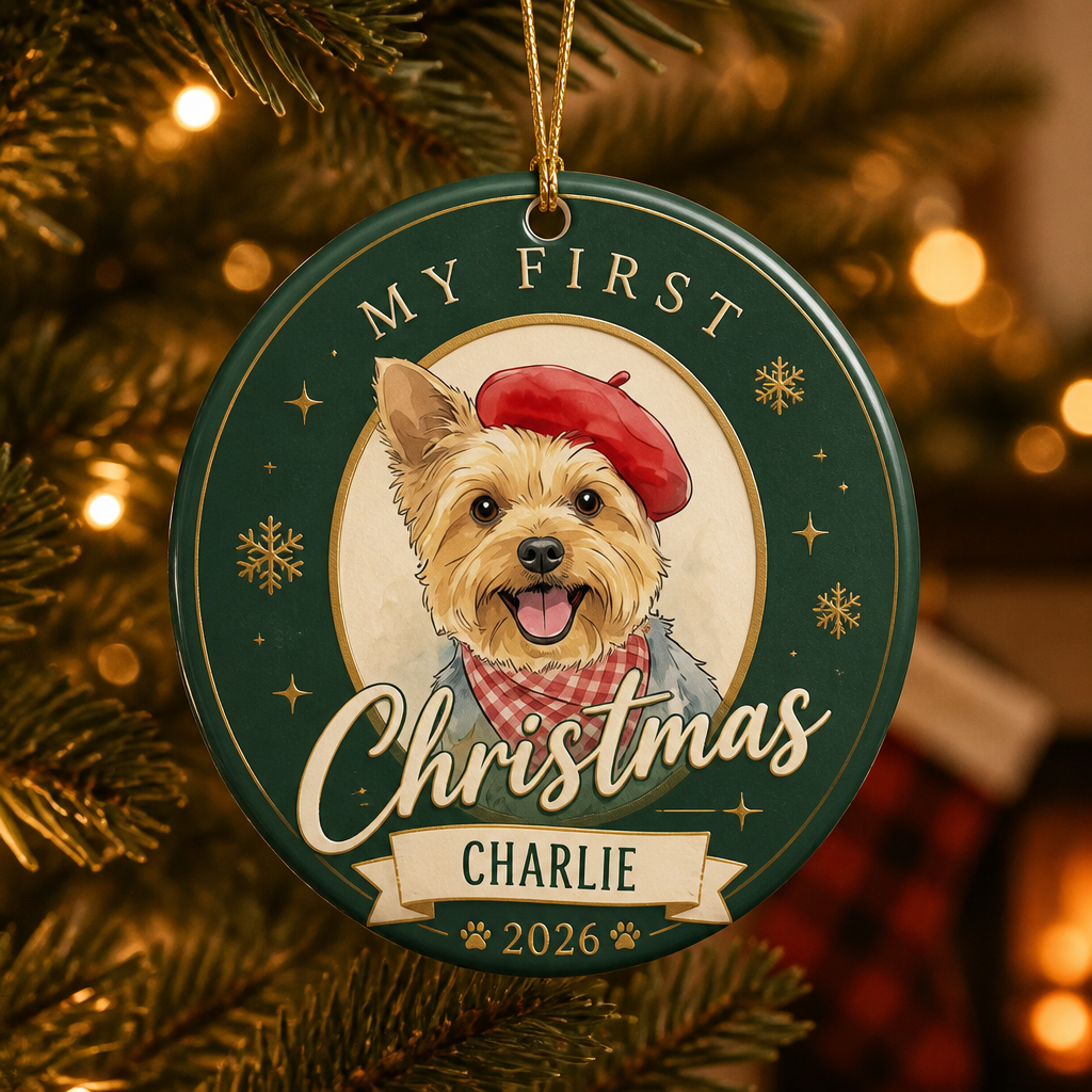 My First Christmas Pet Portrait Ornament – Photo to Art with Name & Year - Personalized Ornament ddb3fac2-cc0b-4e8d-a267-f53407ad8d0a.png