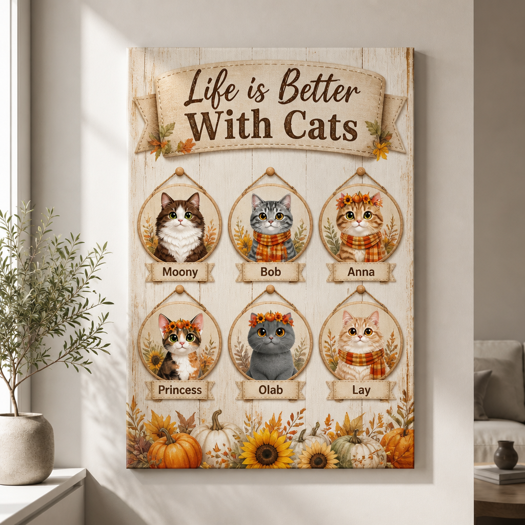 Life Is Better With Cats — Personalized Cat Portrait Canvas (Upload Photos) - Personalized Canvas ddc08274-ff44-441e-a935-2e7184ae3485.png