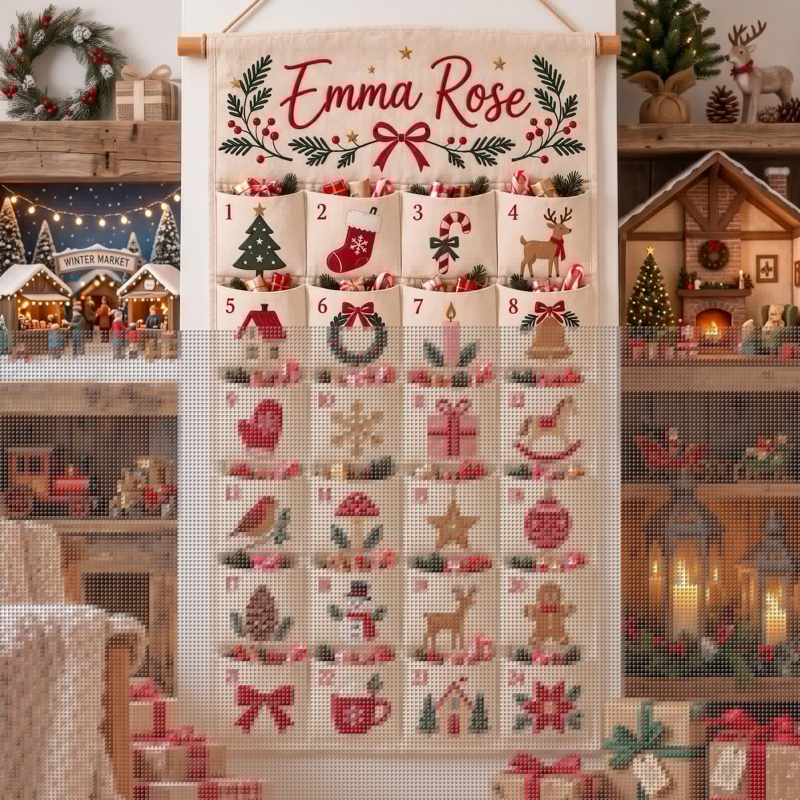 Personalized Christmas Advent Calendar, 24 Fillable Pocket Fabric Wall Hanging, Custom Holiday Countdown, Reusable Family Christmas Decor ddcede14-b5cd-44be-9748-3d662a80cc5e-il_1588xN.8624038187_mjua.jpg