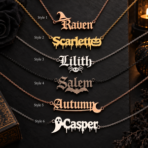 Custom Halloween Name Necklace, Gothic Jewelry, Personalized Gothic Name Necklace, Witch Ghost Bat Pendant, Spooky Gift, Halloween Gift. ddfb468a-e9ce-4de5-947d-ae2adac1f2a0-da572a8f-0b7d-41a4-9797-28c3f006900f.png