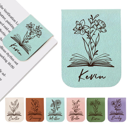 Personalized Leather Magnetic Bookmark, Engraved Birth Flower Book Mark Gifts de16d185-b4a3-432d-b292-6776ca4fd697-8.jpg