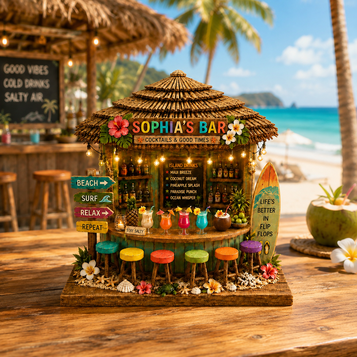 Personalized Tiki Bar Wooden Block, Custom Beach Bar Wooden Sign, Bar Mini Shelf Decor, Summer Beach, Tropical Cocktail Bar, Summer Vacation de1ab6bf-21fd-4a8b-8bdd-b755a91a1d62-banner-1.png