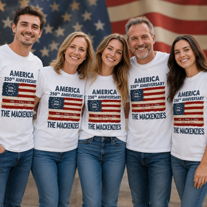 Patriotic 250th Anniversary Family Names - Personalized T Shirt