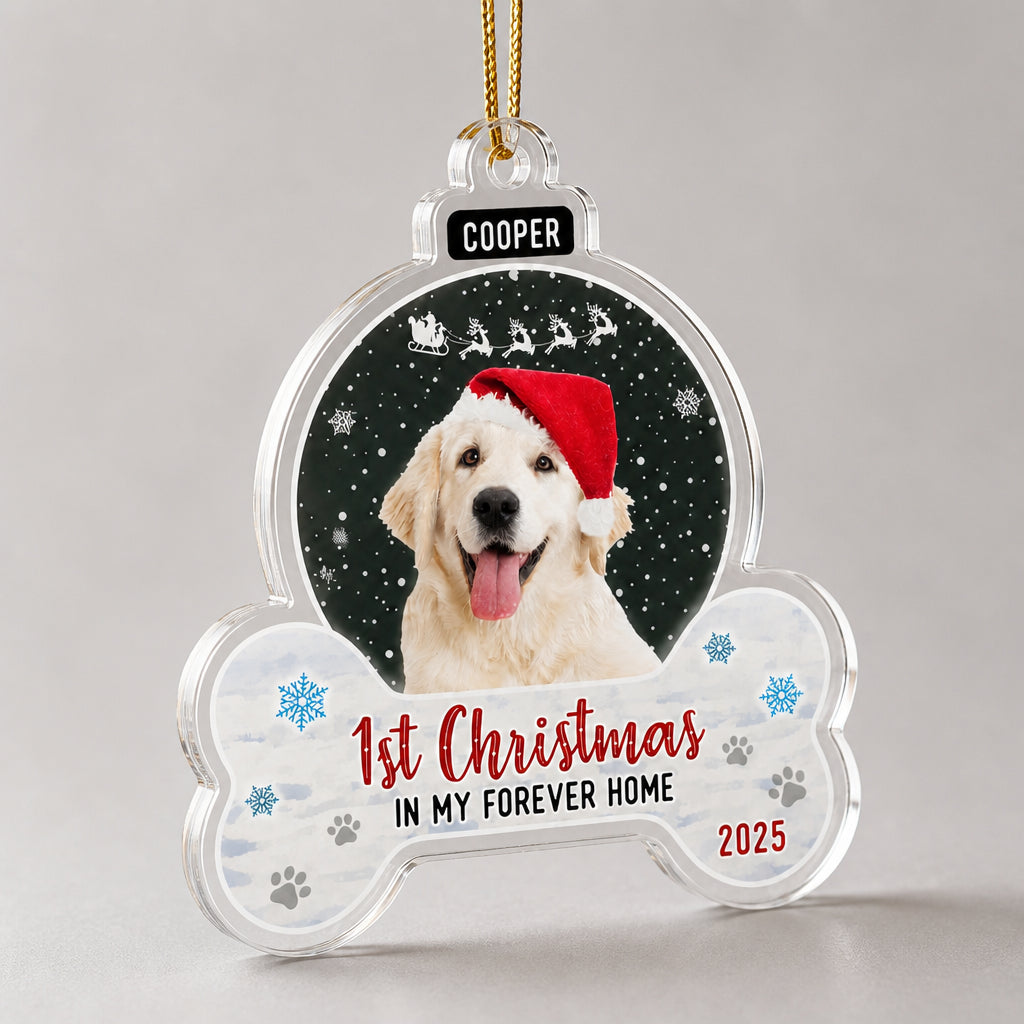 Pet Photo Acrylic Ornament — 1st Christmas In My Forever Home (Name + Year) - Personalized Transparent Acrylic Ornament de332764-4f29-4d03-9e96-1dd2a9e4e3e7.jpg