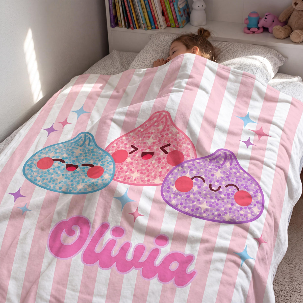 Personalized Squishy Dumpling Flannel Blanket, Custom Pastel Kawaii Throw, Cute Name Bedding Gift for Girls de3d7c8e-fc39-44d2-aded-9f64b2a4a05b-6.jpg