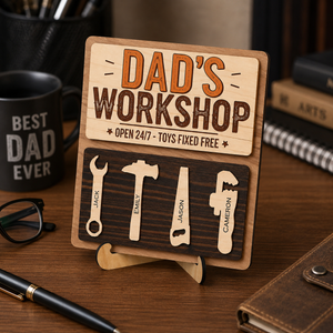 Personalized Dad's Workshop Wooden Sign, Custom Garage Sign, Custom Grandpa's Workshop, Toys Fixed Free Sign, Gift for Grandpa, Gift For Dad