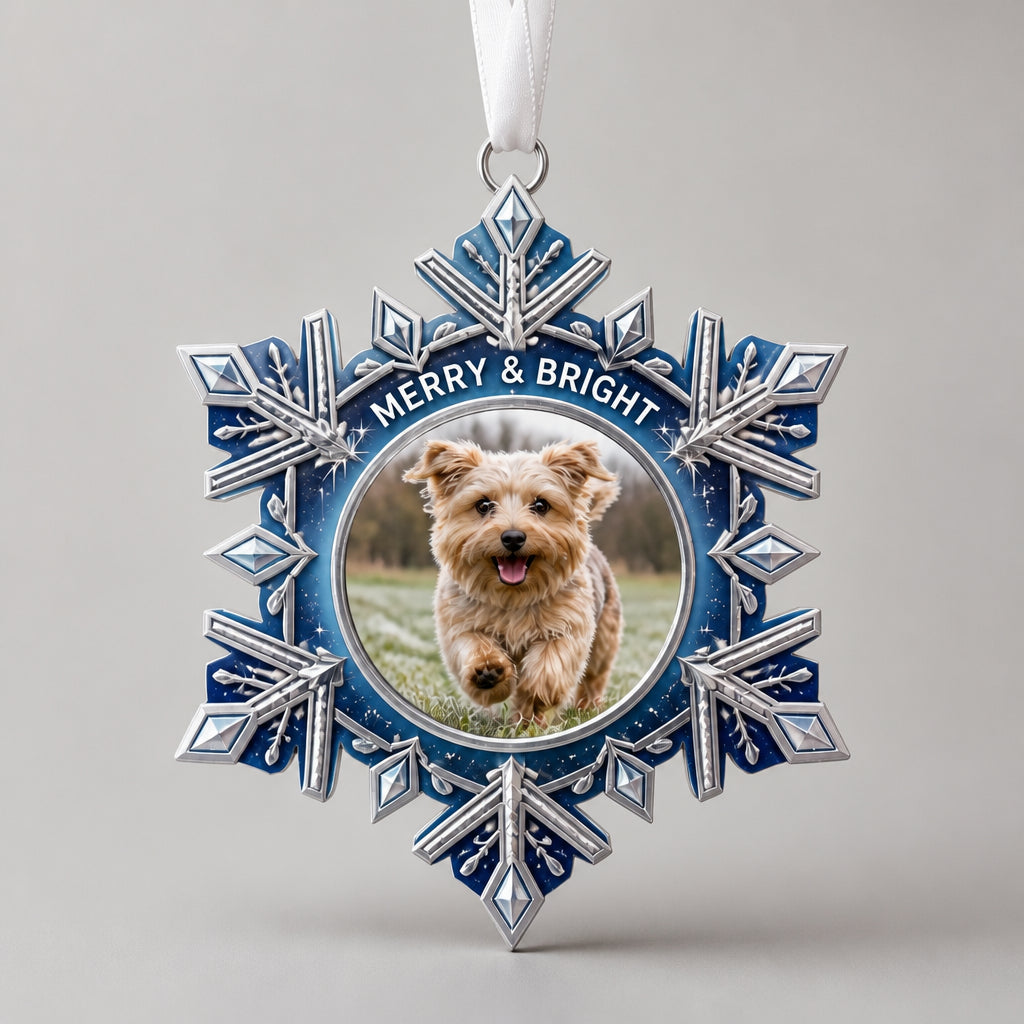 Frosted Silver Snowflake Photo Ornament — Personalized Pet/Family Picture - Personalized Ornament de594179-c7e9-442d-b527-8356b5eb620d.jpg