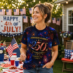 Custom Family American 250th Anniversary 1776 - 2026 3D Shirt, Family Matching Patriotic Crew Shirt, Gift for Dad, Mom, Patriotic Shirt