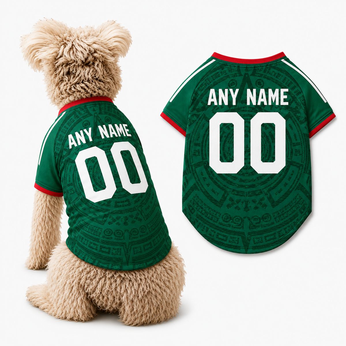 Mexico Dog Tshirt Pet Clothes Jersey Style Custom Name and Number Pet Clothes Gifts