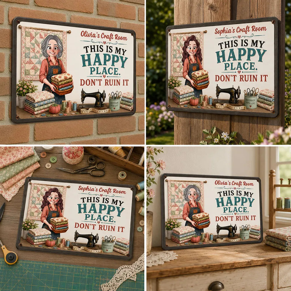 This Is My Happy Place Don't Ruin It Sewing Girl - Personalized Metal Sign dea4cf69-cbc1-43e3-abc0-0d9d0ad8cc5c-banner-2-.webp