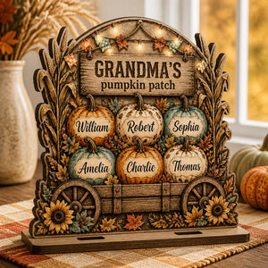 Grandparent's Pumpkin Patch Wagon – Personalized Wood Table Sign - Personalized Wooden custom shape Standing 2 layer (5mm) decfa562-1c4f-4f3b-b916-12cdf09a7408.jpg
