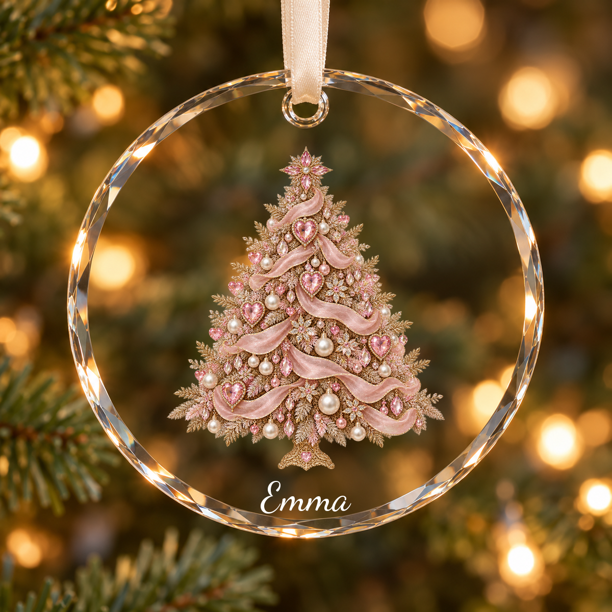 Personalized Jeweled Christmas Tree Glass Ornament – Custom Name | SP04 decfcaaf-b78a-4345-b2b7-df4f61078596-sp04-pink-emma-v4.png