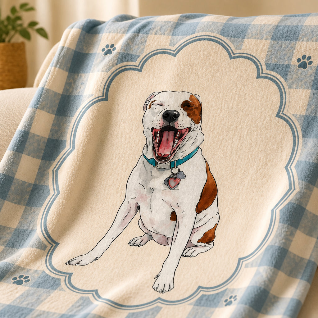Custom Pet Portrait Blanket – Scalloped Frame Gingham - Personalized Blanket ded917a2-79f4-4849-b213-f9f736dbeab9.jpg