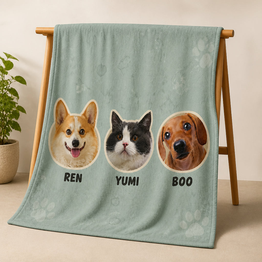Custom Pet Faces + Names Collage Blanket (1–3 Pets) - Personalized Blanket deee74ae-553d-46b5-a6e6-8cd5e15f0f7e.jpg